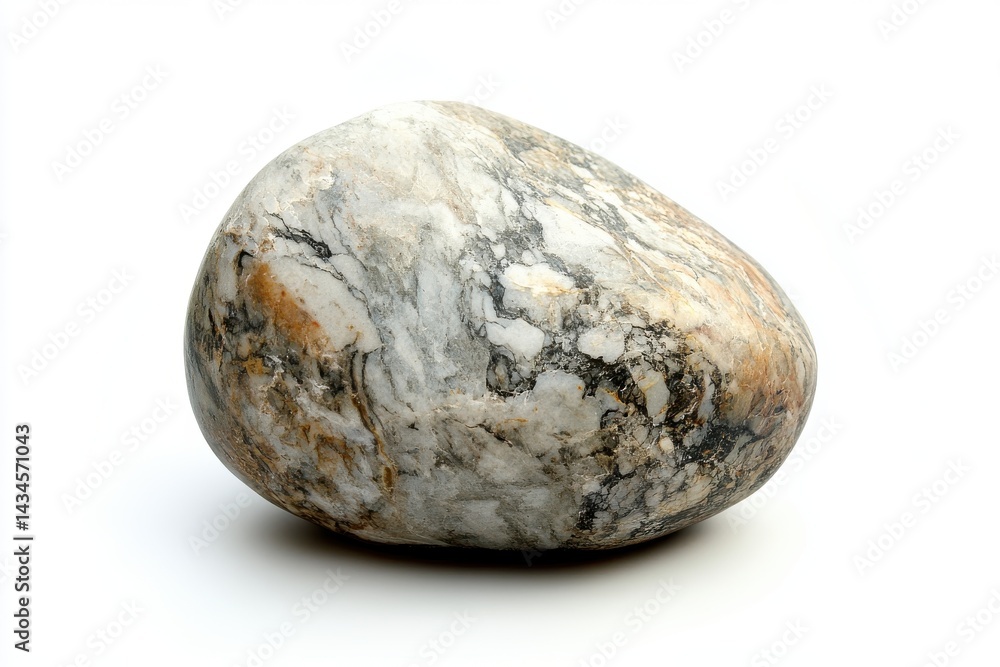 Smooth Polished Stone with Marble Texture Isolated on White Background Smooth Polished Stone with Marble Texture Isolated on White Background