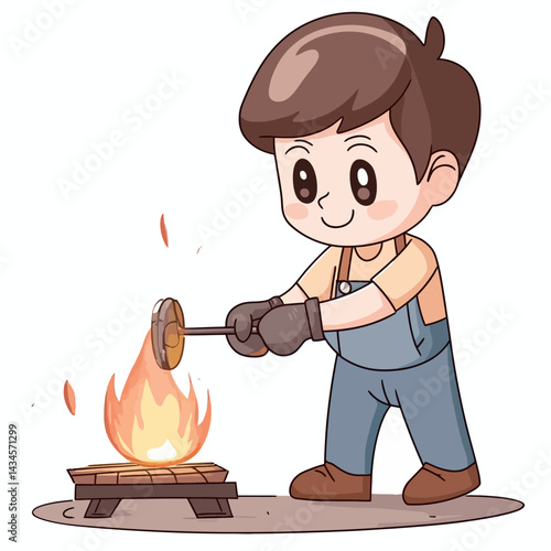 Glassblower - Vector icon, isolated on white background  -  