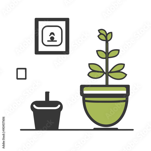 Green Room - Vector icon, isolated on white background  -  
