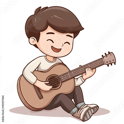 Guitarist - Vector icon, isolated on white background  -  