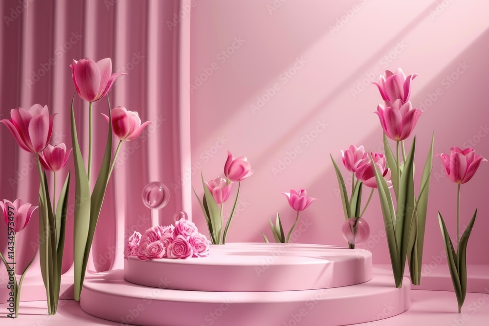 Woman and kid with flowers background wallpaper with copy space
