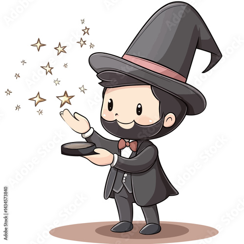 Magician - Vector icon, isolated on white background  -  