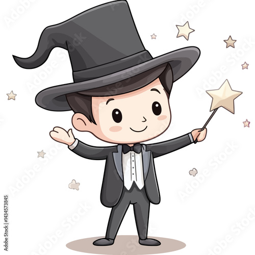 Magician - Vector icon, isolated on white background  -  