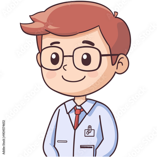 Mathematician - Vector icon, isolated on white background  -  