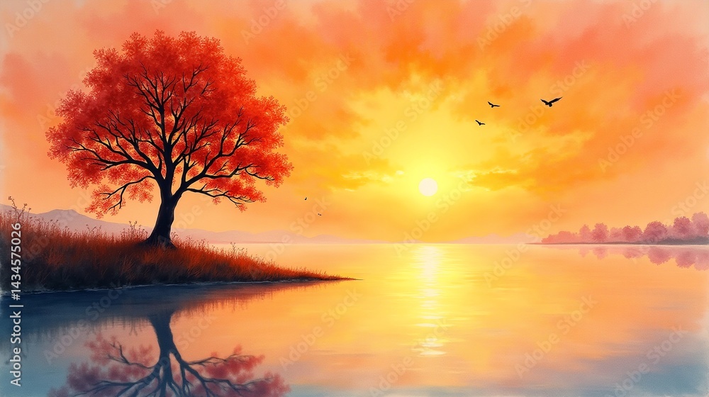 Fototapeta premium Peaceful Tree Reflections