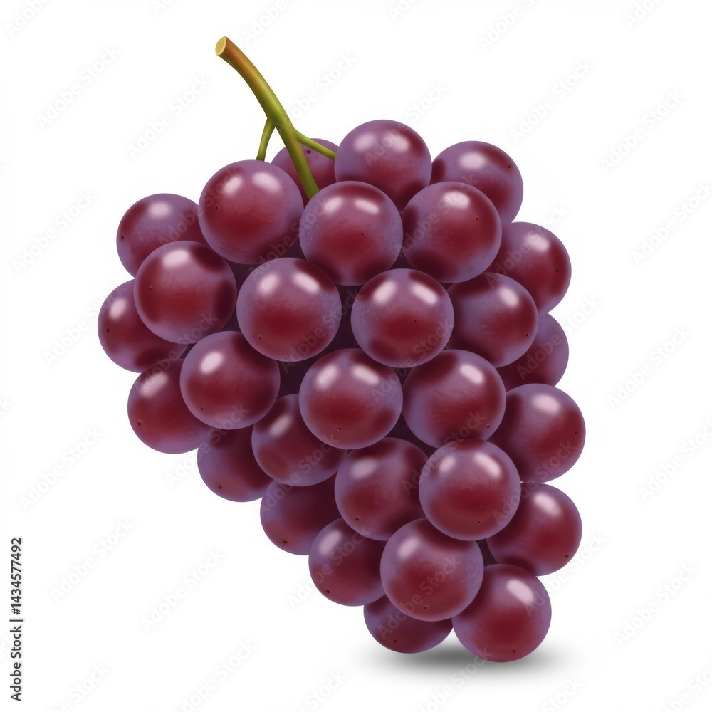 Fototapeta premium Red Grape Cluster Isolated on White Background