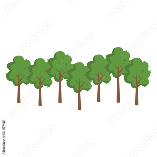 animated trees lined up with transparent background