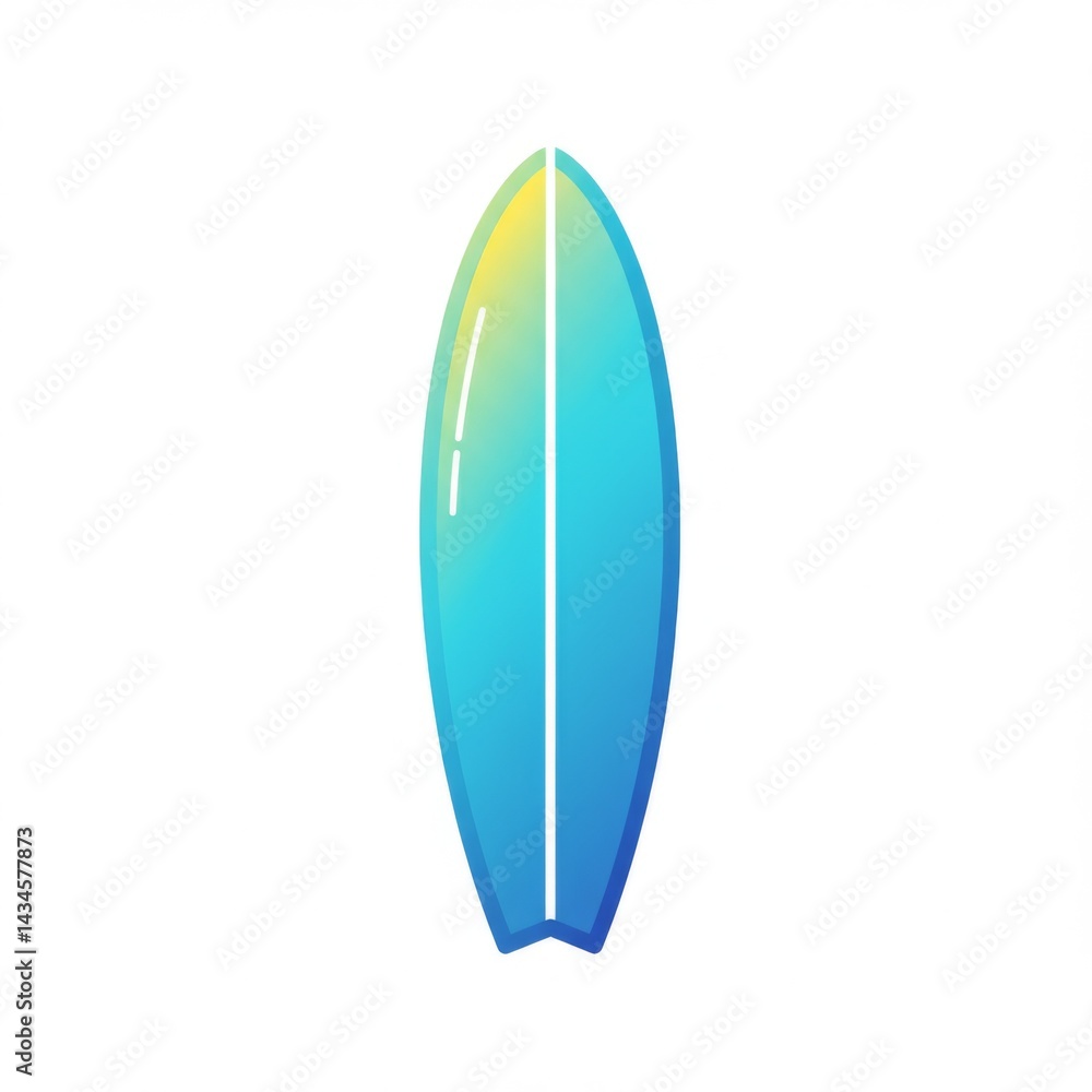 Teal and Yellow Gradient Surfboard Illustration Teal and Yellow Gradient Surfboard Illustration