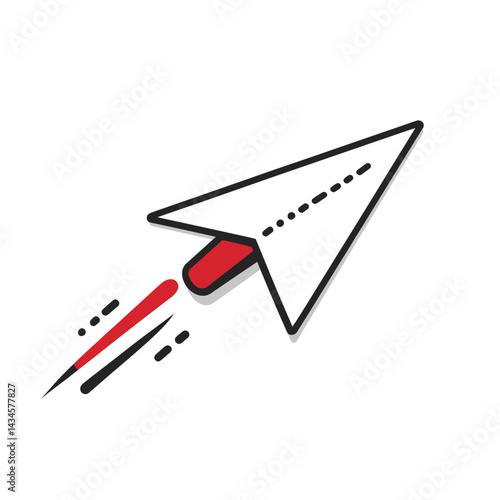 Paper Plane - Vector icon, isolated on white background  -  