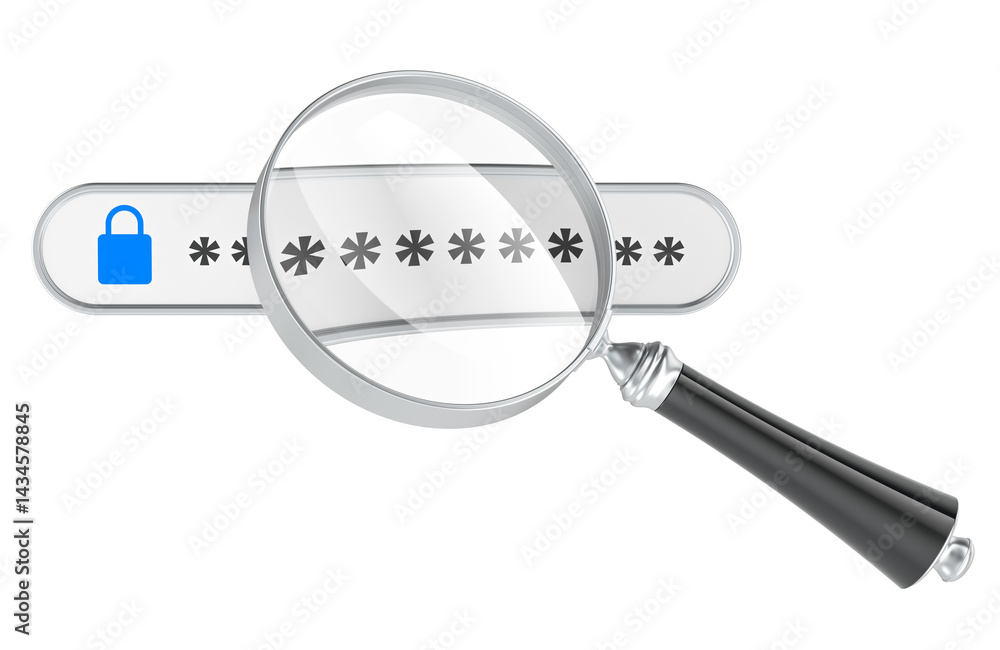 Search password, concept. 3D rendering isolated on transparent background