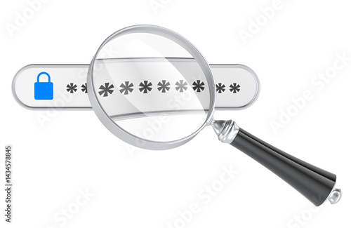 Obraz na płótnie Search password, concept. 3D rendering isolated on transparent background w salonie