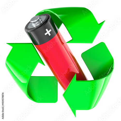 Obraz na płótnie Battery recycling, concept. 3D rendering isolated on transparent background w salonie