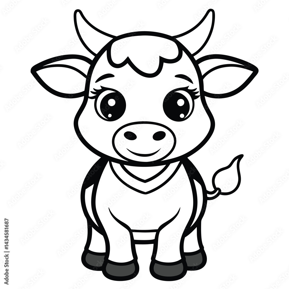 Fototapeta premium Cute Cartoon Cow Coloring Page