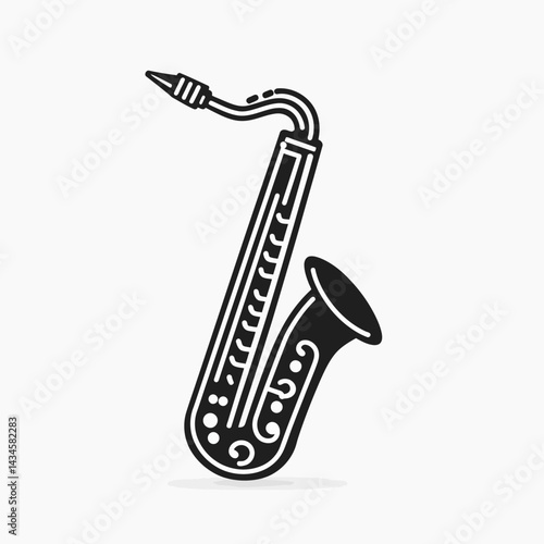Saxophone - Vector icon, isolated on white background  -  