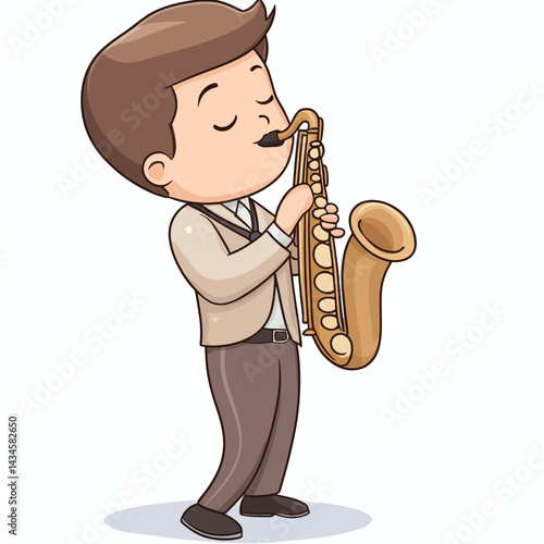 Saxophonist - Vector icon, isolated on white background  -  