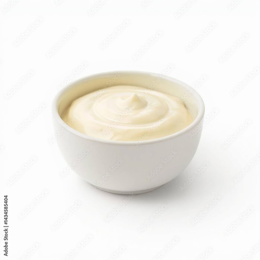 Photorealistic Mayonnaise in White Bowl with Glossy Swirl – Hard Light and Deep Contrast on White Background
Photorealistic Mayonnaise in White Bowl with Glossy Swirl – Hard Light and Deep Contrast on White Background