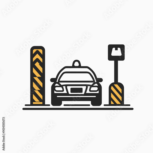 Taxi Stand - Vector icon, isolated on white background  -  