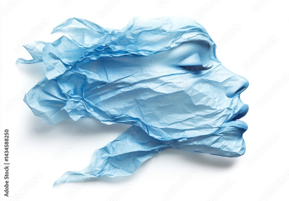 Fototapeta premium A person in panic, crushed by fear and psychological pain, is a representation of the human stress and anxiety concept, where crumpled paper signifies distress and depression symptoms affecting