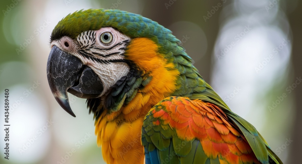 Vibrant Macaw Parrot Portrait - A detailed close-up of a macaw parrot, showcasing its vibrant plumage, intricate feather details, and expressive eyes. Symbolizing beauty, freedom, exoticism Vibrant Macaw Parrot Portrait - A detailed close-up of a macaw parrot, showcasing its vibrant plumage, intricate feather details, and expressive eyes. Symbolizing beauty, freedom, exoticism