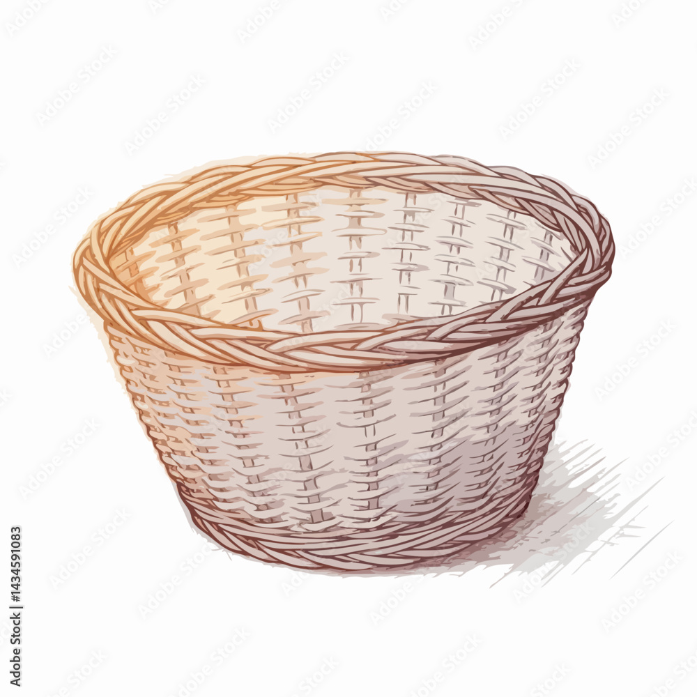 Fototapeta premium Woven basket in a simplistic style against a white background