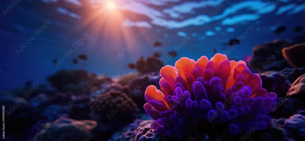 Fototapeta premium Coral reef colorful marine life underwater ecosystem