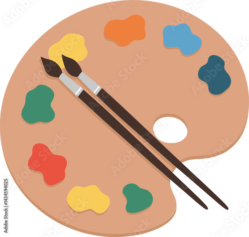 Artist palette with vibrant colors and brushes for creative expression in art projects 