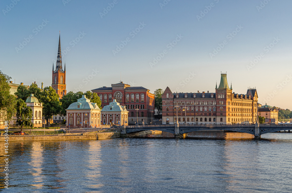 Fototapeta premium Buildings at the waterfront in Stockholm, Sweden