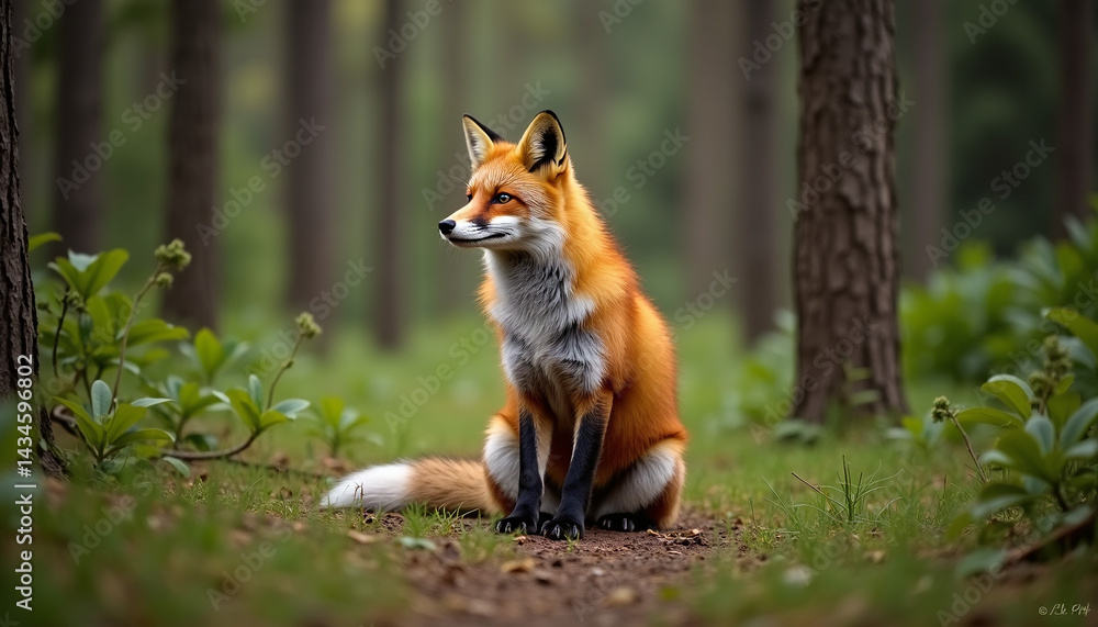 Serene Red Fox in the Forest Serene Red Fox in the Forest