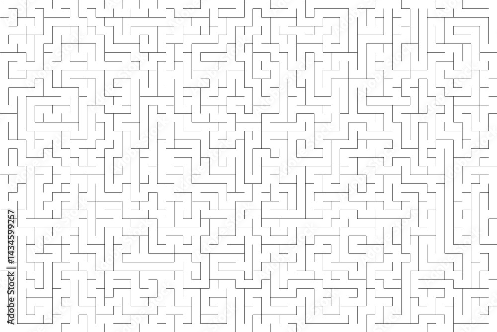 Fototapeta premium Minimalistyczny biały wzór labiryntu, geometryczne tło z cienkimi liniami do nowoczesnych projektów graficznych, edukacyjnych i łamigłówek