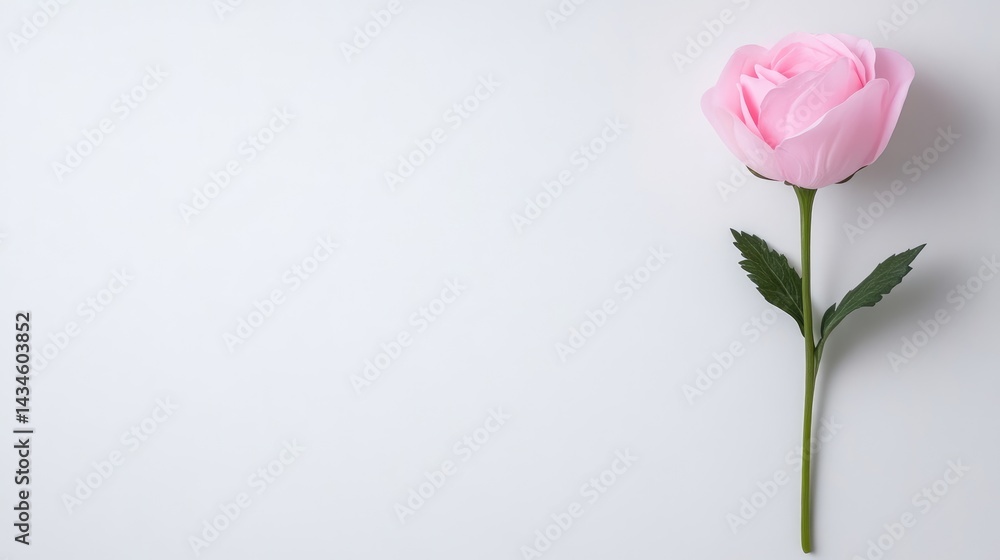 Fototapeta premium Delicate Pink Rose on White Background