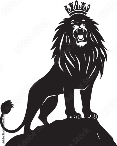  Lion Roaring on a Rock – Symbol of Strength Silhouette