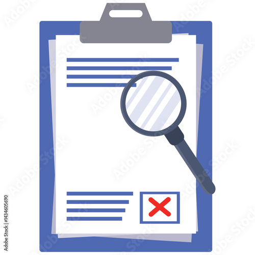 Clipboard with failed report. Vector