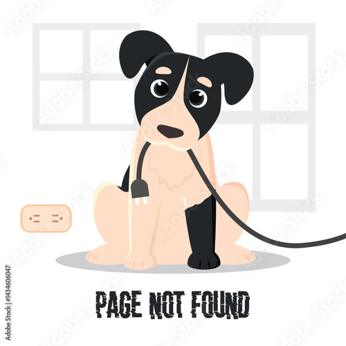 Dog unplugged the cable. Vector