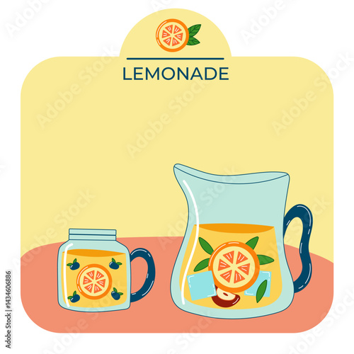 Homemade lemonade glass jar background