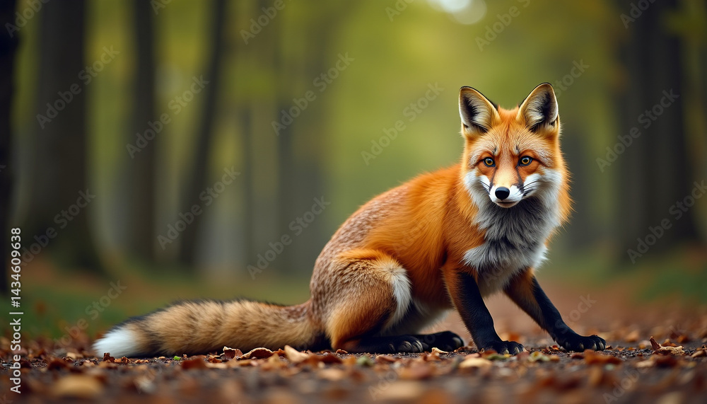 Curious Red Fox in Serene Forest Curious Red Fox in Serene Forest