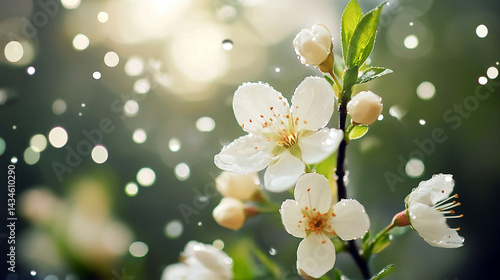 Delicate White Blossoms A Springtime Rain Shower
