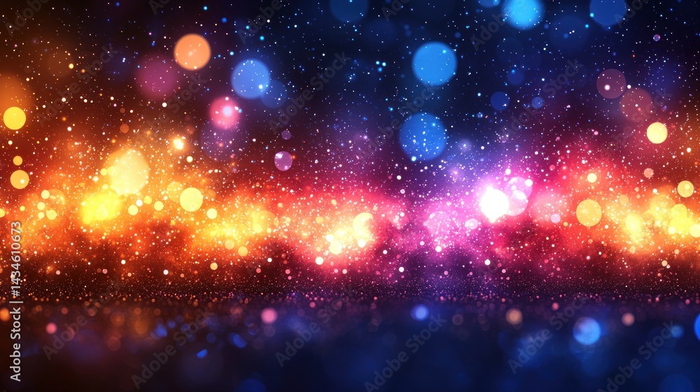 Abstract background with colorful bokeh lights and sparkles, creating a vibrant and energetic atmosphere Abstract background with colorful bokeh lights and sparkles, creating a vibrant and energetic atmosphere