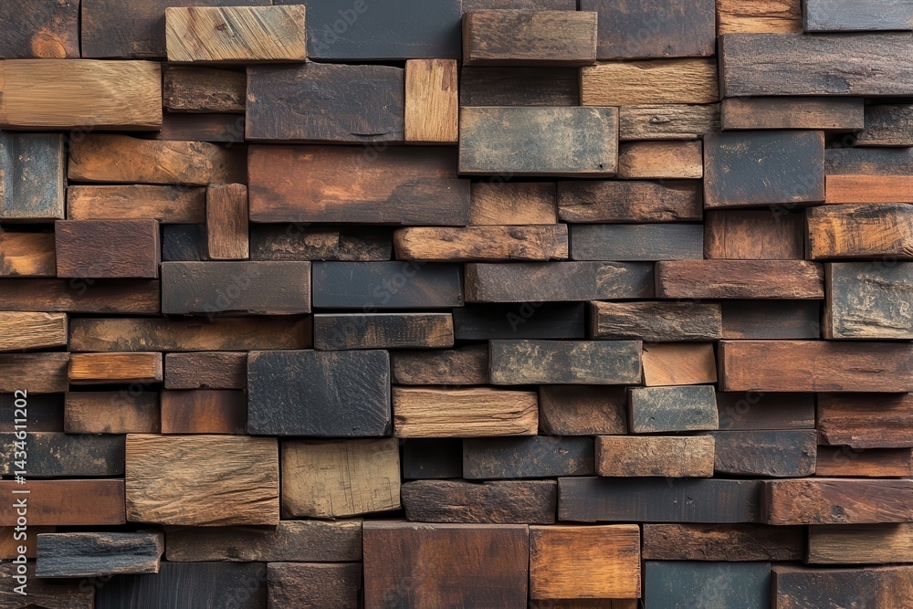 Wood block wall Wood block wall