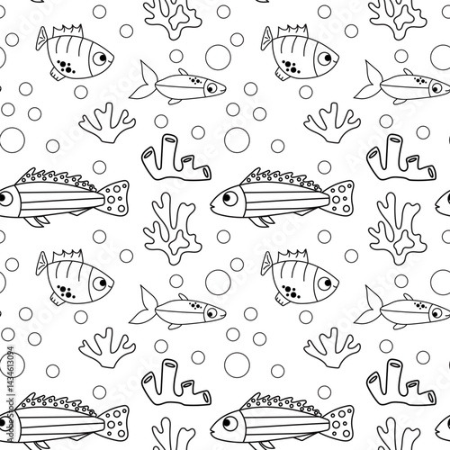 Seamless pattern with tropical fish