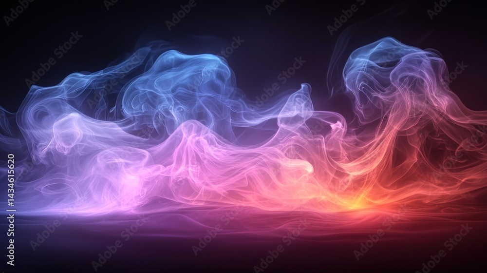 Fototapeta premium Abstract swirling colors, cool blues & warm oranges blend