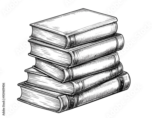 Stack of vintage books forming a pile, inviting to reading and studying. AI Generative