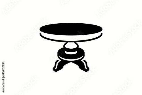 Round table line outline icon vector illustration on white background