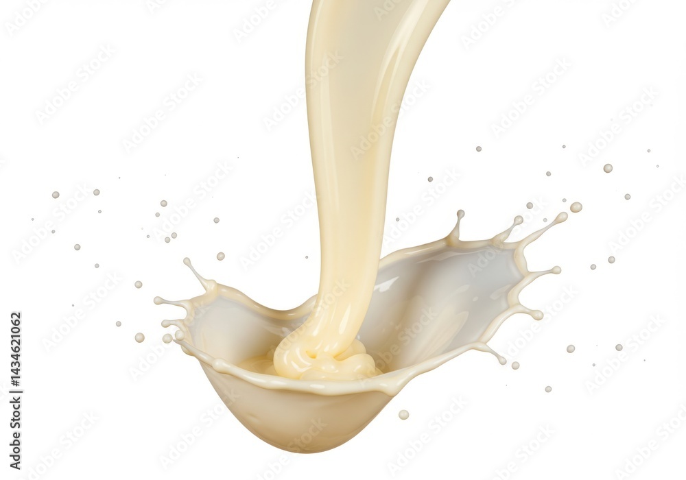 Pouring vanilla cream liquid with splash photography on white background Pouring vanilla cream liquid with splash photography on white background