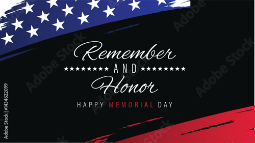 Remember Honor Memorial Day Vector Graphics Illustrations