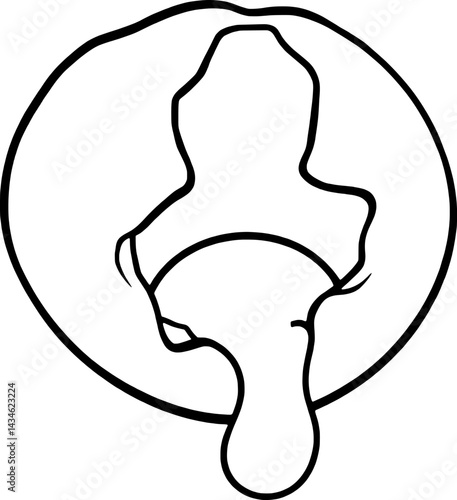 A Simple Line Drawing Of A Partially Peeled Banana Bunch