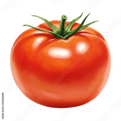 Wallpaper Mural Ripe Red Tomato Illustration on White Background Torontodigital.ca