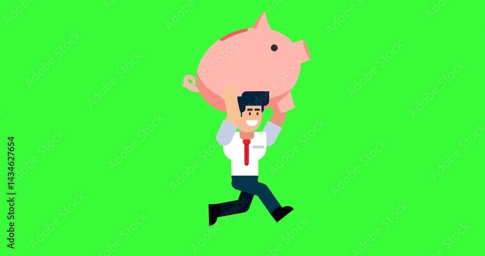 Businessman running with large piggy bank on green screen background concept of savings financial growth investment and success
Businessman running with large piggy bank on green screen background concept of savings financial growth investment and success