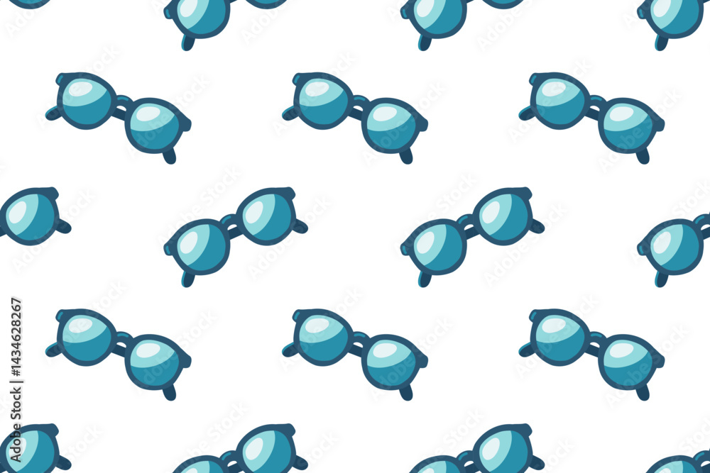 Fototapeta premium Sunglasses vector seamless pattern. Cartoon style. White background 
