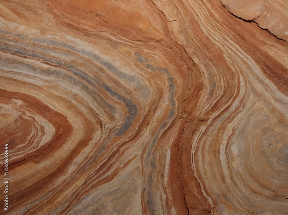Fototapeta premium Rock texture featuring swirling layers of red, brown, and grey sandstone