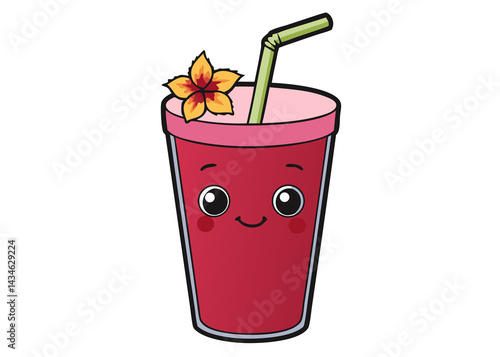 Cute Hibiscus Agua Fresca Illustration